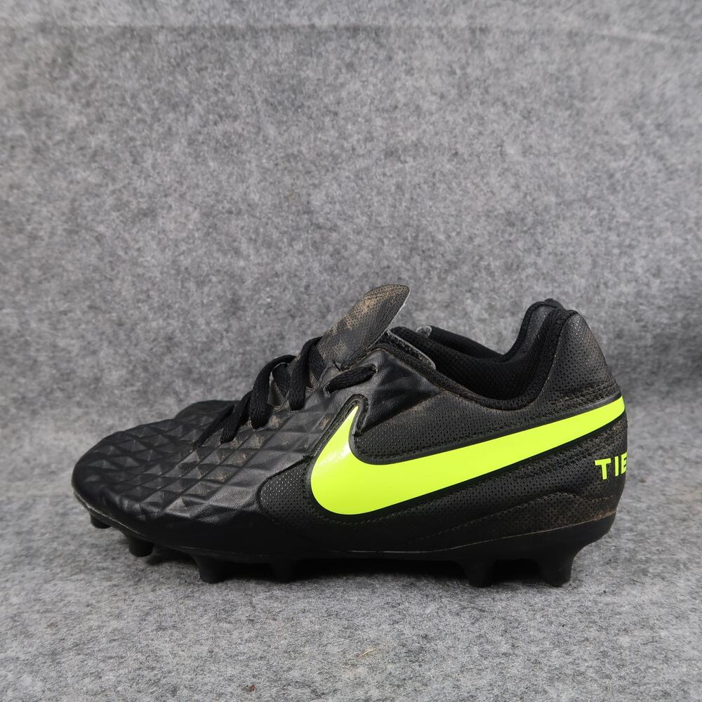 Nike Shoes Kids 2 Soccer Cleats Jr Tiempo Legend 8 Club MG Black Volt Lace Up - Picture 4 of 12
